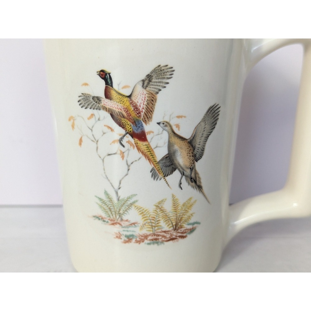 Vintage Arnels Pottery Pheasant Wild Birds Flying Game Mug Cup MCM 4.5" Tall - Picture 5 of 9